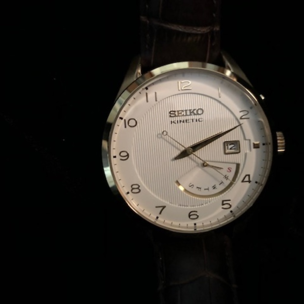 Seiko Men's SRN074 'Kinetic' Brown Leather Watch